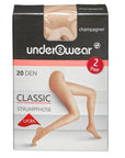 Underwear 20 Denier Sheer Lycra Tights in Champagne - Size 4