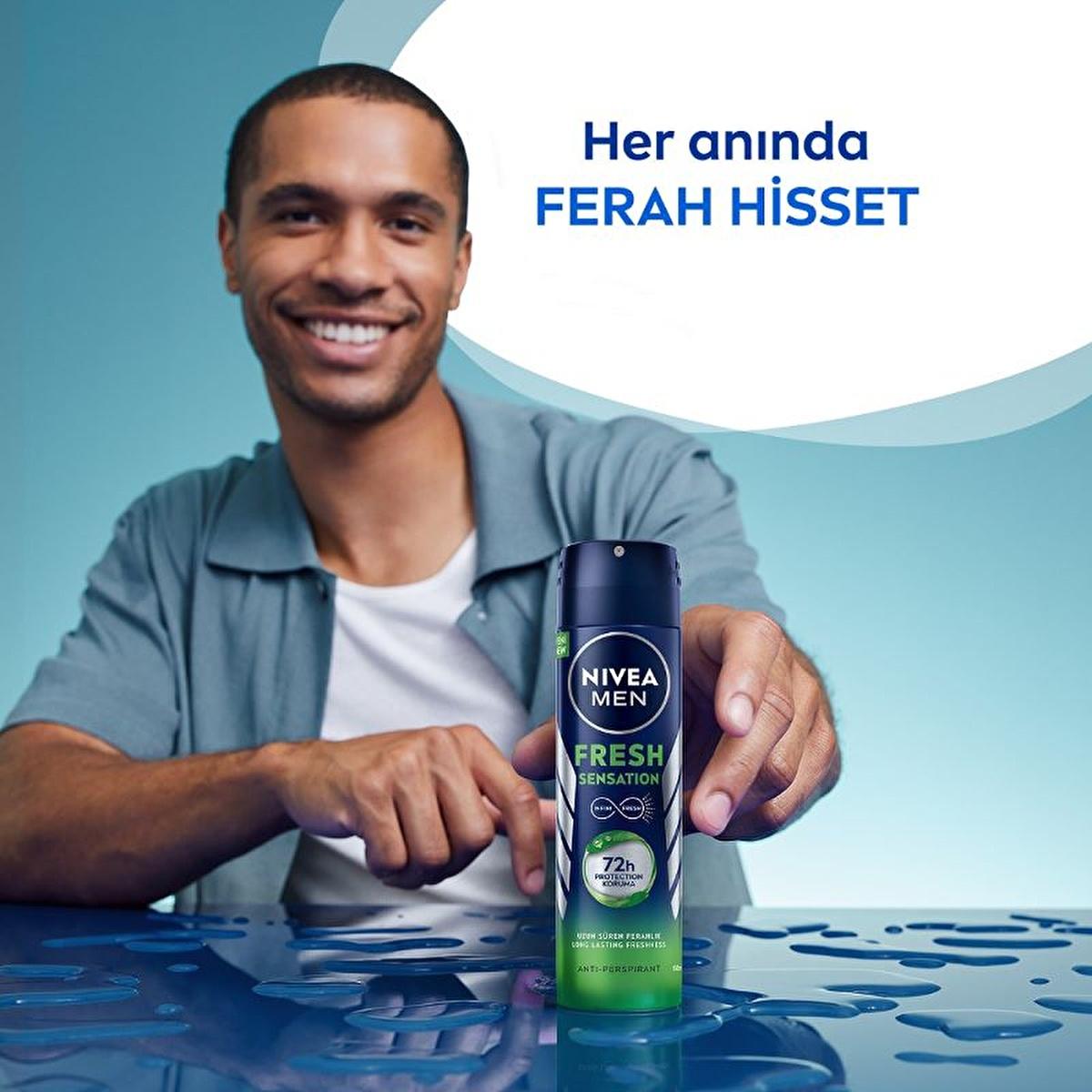 Nivea Men Fresh Sensation Deodorant Spray - Long Lasting Anti-Perspirant Protection for Men, 72 Hour Freshness, Dermatologically Tested, Alcohol-Free Nivea Men Fresh Sensation Deodorant Spray - 72 Hour Freshness Nivea Men Deodorant Spray, Fresh Sensation Deodorant, Long-lasting Anti-perspirant, Dermatologically Tested Deodorant, Alcohol-free Deodorant Spray, Deodorant for Men, Anti-perspirant Deodorant, Men's Grooming, Personal Hygiene, Nivea Men, Freshness, Confidence, 72 Hour Protection, Men's Deodorant S