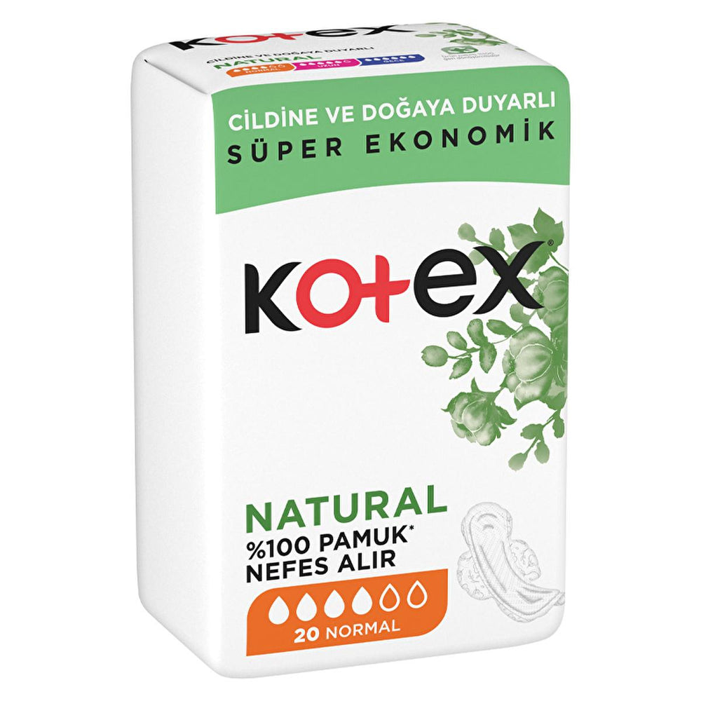 Kotex Natural Ultra Quadro Normal Sanitary Pads - Comfortable, Leak-Proof Menstrual Hygiene Products for - Intimate Care