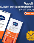 Vaseline SPF 50+ Sunscreen Stick: Daily UVA/UVB Protection, Clear & Non-Greasy, Watermelon Scented - Face & Body Sun Protection Vaseline SPF 50+ Sunscreen Stick: Clear, Non-Greasy Daily Protection sunscreen stick, SPF 50+ sunscreen, clear sunscreen, daily sunscreen, non-greasy sunscreen, face and body sunscreen, watermelon scented sunscreen, sun protection stick, uva uvb protection, sunscreen, sunblock, sun protection, UVA protection, UVB protection, moisturizing sunscreen, travel sunscreen, beach sunscreen
