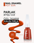 Flormar Hot Sun Nail Enamel: Intense Color, Long Lasting, Chip Resistant Nail Polish for Vibrant, Healthy Nails Flormar Nail Polish: Chip Resistant, Long Lasting, Intense Color nail polish, nail enamel, high pigment nail polish, long lasting nail polish, chip resistant nail polish, Flormar nail polish, glossy nail polish, nail color, nail care, vibrant color, nail care, fashionable nails, strengthen nails, long-lasting wear, manicure, pedicure, nail art, gifts for her, beauty, cosmetics, nail health, Hot Su