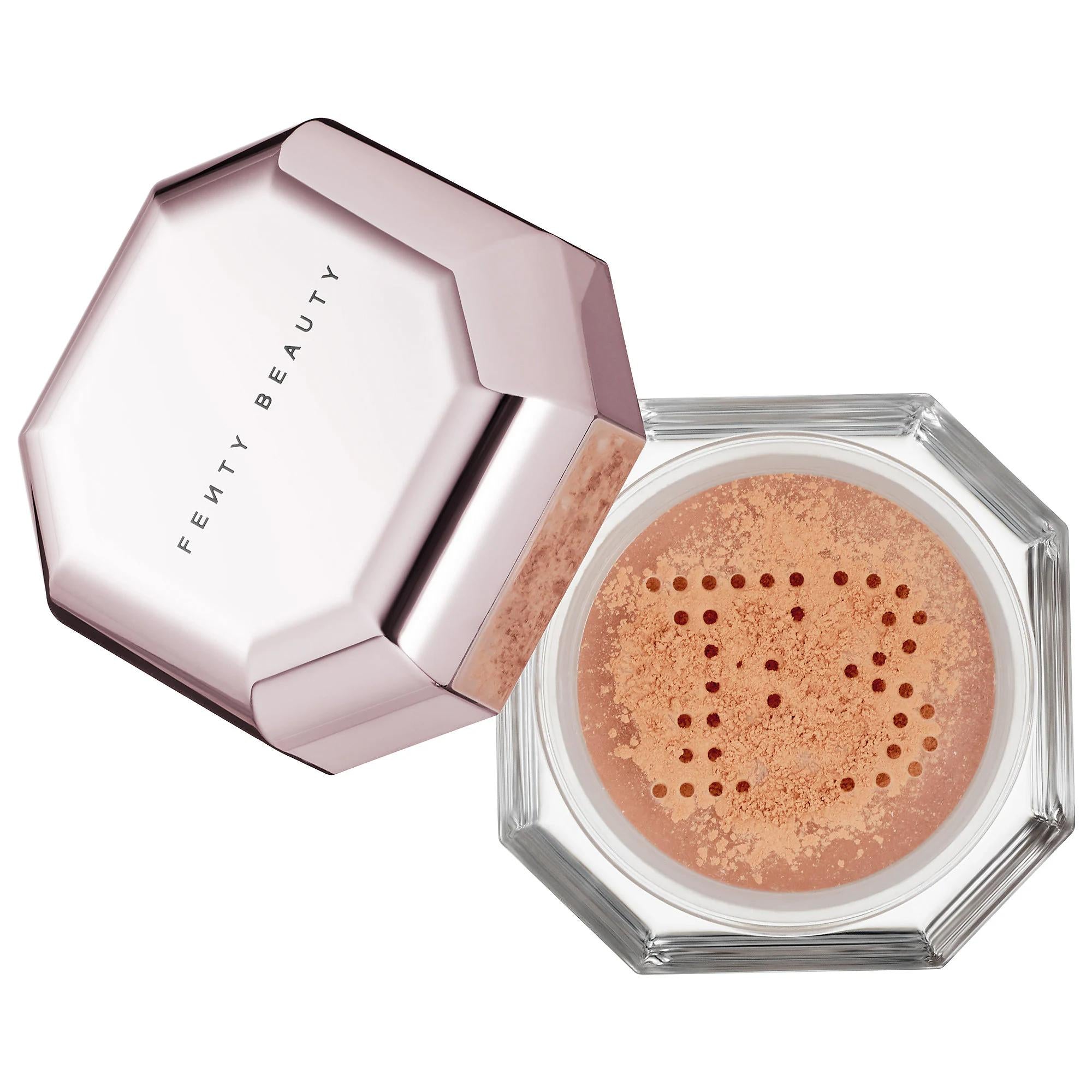 Fenty Beauty Pro Filt'r Instant Retouch Setting Powder - Weightless Loose Powder for Oil Control, Shine Control & Photo-Ready Finish Fenty Beauty Setting Powder: Oil & Shine Control - Photo-Ready setting powder, loose setting powder, retouch setting powder, oil control powder, blurring powder, photo-ready finish, makeup setting, shine control, pore minimizing powder, makeup, face powder, cosmetics, Fenty Beauty, Rihanna, weightless powder, superfine powder, matte finish, flawless finish, long-lasting makeu