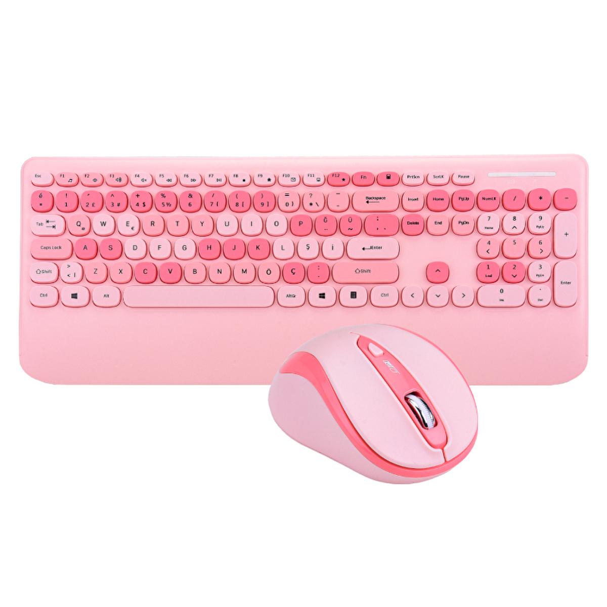 Everest Wireless Keyboard and Mouse Set - 2.4Ghz Wireless Combo, TR Layout Keyboard, 1600 DPI Mouse, Ergonomic Wrist Rest - Everest Renkli Tuşlu Pembe Kablosuz Q Multimedia Klavye + Mouse Set Everest Wireless Keyboard & Mouse Set - 2.4Ghz, TR Layout, 1600 DPI Wireless Keyboard and Mouse, 2.4Ghz Wireless Combo, TR Layout Keyboard, 1600 DPI Mouse, Keyboard with Wrist Rest, Ergonomic Keyboard, Wireless Keyboard, Computer Accessories, Productivity Tools, Clutter-Free Workspace, Home Office Essentials, Gaming Pe