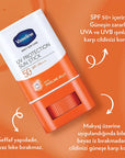 Vaseline SPF 50+ Sunscreen Stick: Daily UVA/UVB Protection, Clear & Non-Greasy, Watermelon Scented - Face & Body Sun Protection Vaseline SPF 50+ Sunscreen Stick: Clear, Non-Greasy Daily Protection sunscreen stick, SPF 50+ sunscreen, clear sunscreen, daily sunscreen, non-greasy sunscreen, face and body sunscreen, watermelon scented sunscreen, sun protection stick, uva uvb protection, sunscreen, sunblock, sun protection, UVA protection, UVB protection, moisturizing sunscreen, travel sunscreen, beach sunscreen
