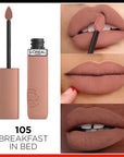 L'Oreal Paris Infaillible Liquid Matte Lipstick: Transfer-Resistant, Long-Lasting Color & Plumping Effect - 105 Breakfast In Bed L'Oreal Liquid Matte Lipstick: Long-Lasting & Transfer-Resistant liquid matte lipstick, transfer-resistant lipstick, long-lasting matte lipstick, moisturizing matte lipstick, plumping matte lipstick, Loreal lipstick, matte lipstick 105, Breakfast In Bed lipstick, durable matte lipstick, non-smudge lipstick, lipstick, matte lipstick, liquid lipstick, transfer proof, smudge proof, l
