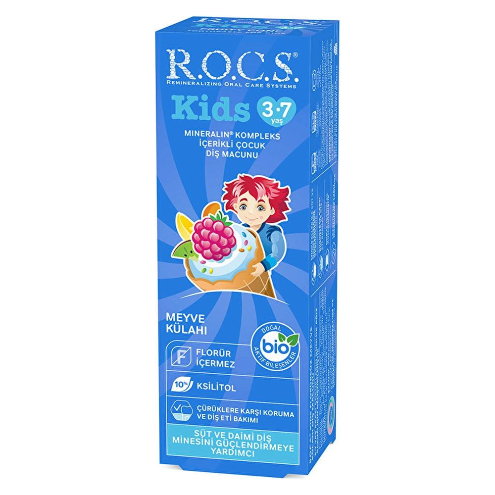 Rocs Kids Fruit Cone Toothpaste for Ages 3-7 45g