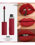 Loreal Paris Infaillible Matte Resistance Lipstick - 420 Le Rouge, Long-Lasting Matte Finish Lip Color Loreal Paris Matte Lipstick - 420 Le Rouge Loreal Paris lipstick, matte lipstick, long-lasting lip color, 420 Le Rouge, matte finish lipstick, lip color, cosmetics, beauty products, makeup, lip care, red lipstick, trendy lipstick, long-lasting makeup