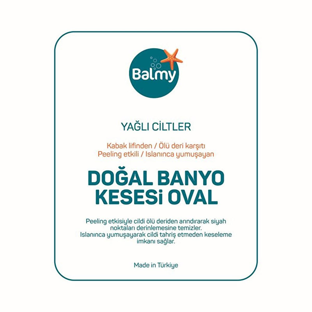 Balmy Kabak Natural Exfoliating Bath Mitt for Oily Skin - Dual-Sided, 100% Pumpkin Fiber - Exfoliator