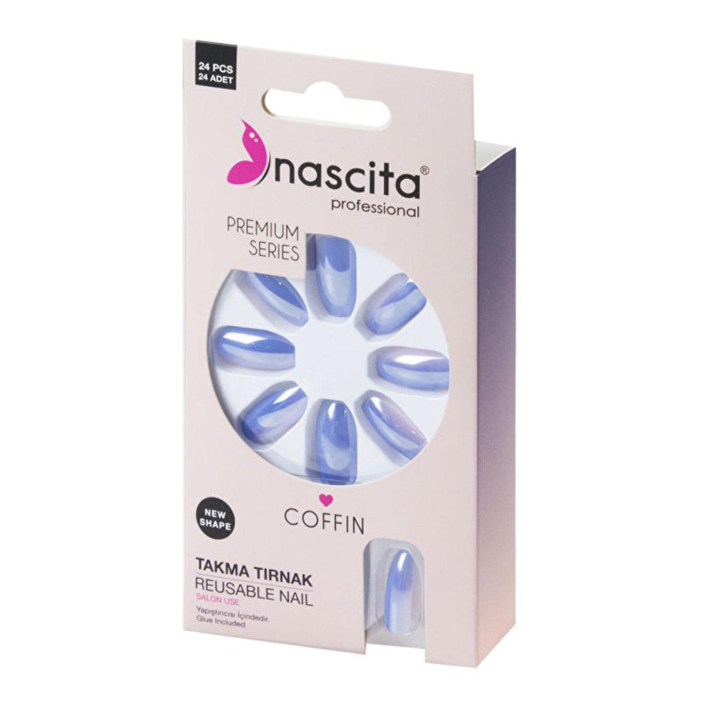 Nascita 24-Piece Colorful Coffin Artificial Nails for DIY Nail Art - Reusable & Easy to Apply - Nail Polish