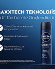 Nivea Men Deep Dimension Deodorant Spray - Long Lasting Anti-Perspirant Protection for Men, 72 Hours Sweat & Odor Control, Active Carbon, Masculine Scent Nivea Men Deep Dimension Deodorant Spray - 72hr Protection Nivea Men Deodorant Spray, Deep Dimension Deodorant, Long-lasting Anti-perspirant, Active Carbon Deodorant, Men's Personal Care, Men's Grooming, Deodorant for Men, Anti-perspirant Deodorant, Sweat Protection, Body Odor Control, Masculine Scent, 72 Hour Protection