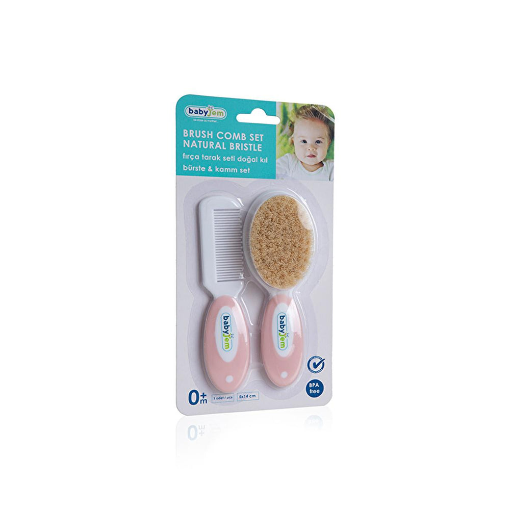 Babyjem Natural Bristle Baby Hair Brush and Comb Set - Gentle Detangling for Infants - Baby Care