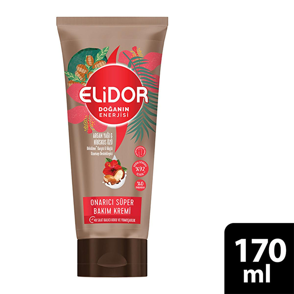 Elidor Argan Oil & Hibiscus Hair Care Cream - Nourishing, Moisturizing, and Strengthening for Damaged Hair, 5.75 fl - view 7
