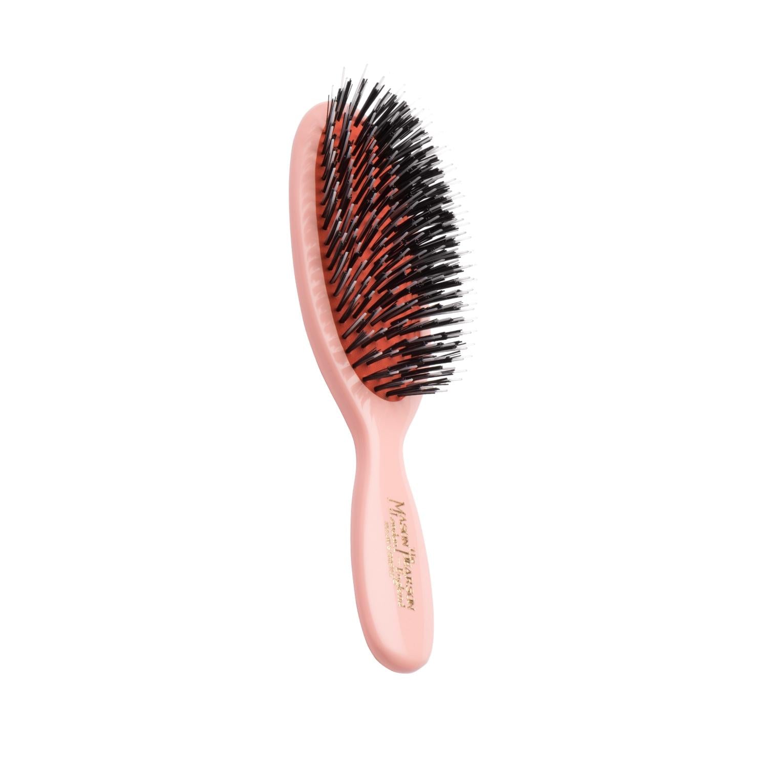 Mason Pearson BN4 Pocket Bristle Nylon Hair Brush - Luxurious Grooming, Detangling, & Travel-Friendly Pink Brush Mason Pearson Pocket Hair Brush - Luxurious Detangling & Travel Mason Pearson hair brush, pocket hair brush, bristle nylon hair brush, pink hair brush, BN4 hair brush, travel hair brush, small hair brush, luxury hair brush, hair brush, hair care, detangling brush, styling brush, grooming brush, travel size brush, purse brush, handbag brush, nylon bristle brush, gifts for her, women's hair brush,