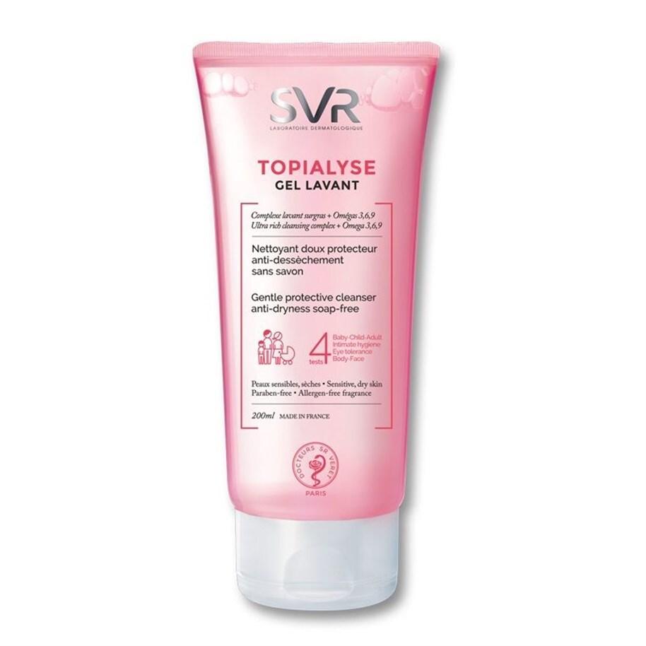 SVR Topialyse Gentle Cleansing Gel for Sensitive Skin - 200ml, Moisturizing, Suitable for Babies, Children, and Adults SVR Topialyse Gel Lavant - Gentle Cleansing for Sensitive Skin SVR Topialyse Gel Lavant, Sensitive skin cleansing gel, Gentle face wash for babies and adults, Daily use cleansing gel, Moisturizing cleanser with Glycerin, Gentle exfoliation, Suitable for sensitive skin, Family skincare, Baby skincare, Adult skincare, Skincare for sensitive skin, Cleansing gel, Moisturizing cleanser