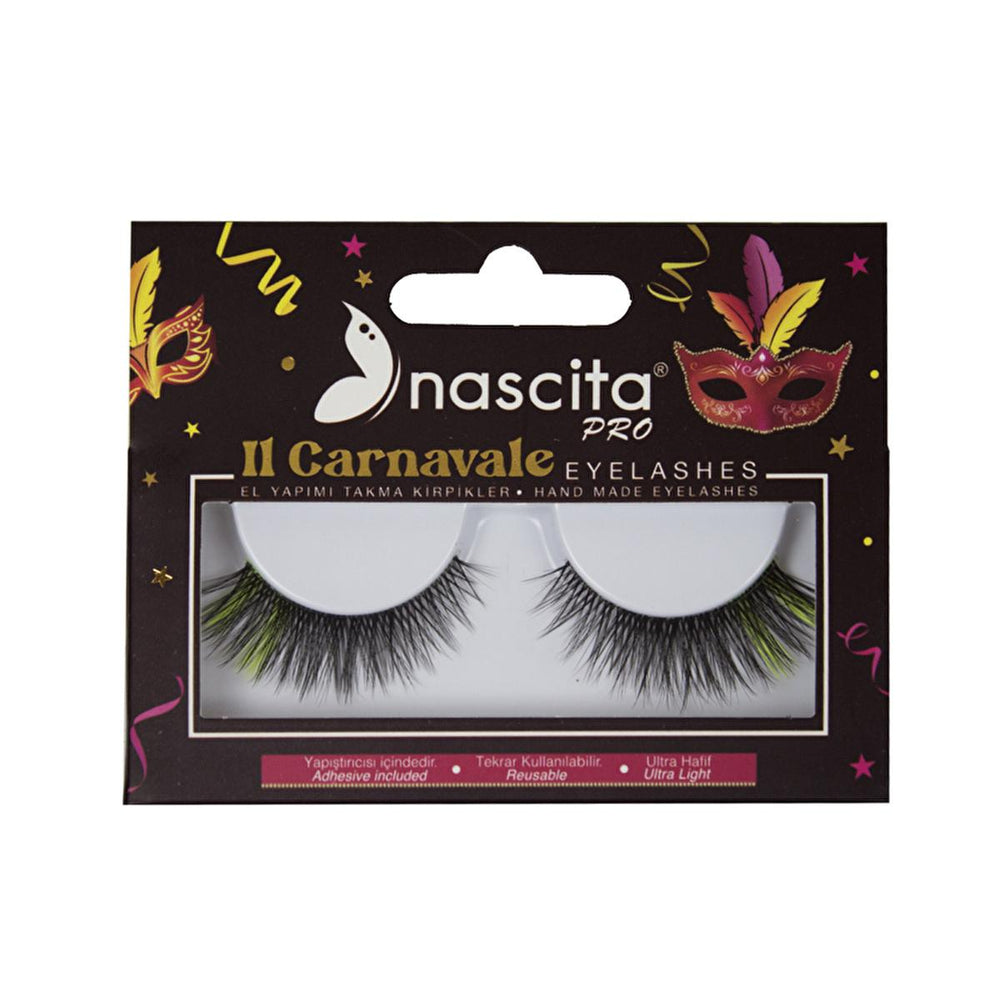 Nascita Carnavale Series False Eyelashes - Sarı, Özel Kesim Kıl Yapısı, Dumanlı Göz Makyaji - Hair Accessories