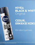 Nivea Men Black & White Invisible Original Deodorant Spray - 72-Hour Anti-Perspirant Protection for Men, Prevents Sweat Stains, Dermatologically Tested Nivea Men 72-Hour Deodorant Spray - Anti-Perspirant Protection Nivea Men Deodorant, Anti-perspirant deodorant spray, 72-hour deodorant protection, Invisible deodorant for men, Black & White Invisible Original Deodorant, Men's grooming, Long-lasting deodorant, Sweat stain prevention, Dermatologically tested deodorant, Men's personal care, Anti-perspirant prot