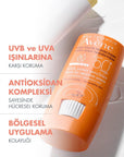 Avene SPF 50+ Sunscreen Stick for Sensitive Areas - Protects Against UVA and UVB Rays, Soothes with Thermal Water Avene SPF 50+ Sunscreen Stick for Sensitive Skin SPF 50+ sunscreen stick, Sensitive skin sun protection, Avène Thermal Water sunscreen, UVA and UVB protection stick, Sunscreen for sensitive areas, Stick sunscreen, Sunscreen for face and body, Outdoor protection, Sun protection for sensitive skin, Children's sunscreen