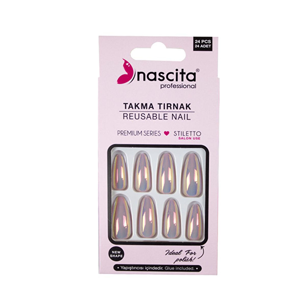 Nascita Hologram Artificial Nails - Reusable 24-Piece Set for DIY Nail Application - view 2