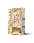 Maxx Deluxe Golden Beauty Platinum Blonde Hair Dye: Strengthens Hair, Adds Radiant Shine & Provides Gray Coverage Maxx Deluxe Platinum Blonde Hair Dye: Golden Shine & Gray Coverage golden blonde hair dye, platinum blonde hair dye, hair dye with gold particles, hair strengthening hair dye, anti-aging hair serum, gray coverage hair dye, Maxx Deluxe hair dye, hair dye with avocado oil, golden beauty hair color, long lasting hair color, hair dye, platinum blonde, golden blonde, hair color, hair strengthening, a