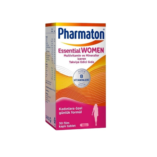 Pharmaton Essential Women Multivitamin Supplement for Women's Health - Daily Vitamin and Mineral Supplement for Women, 30 Tablets