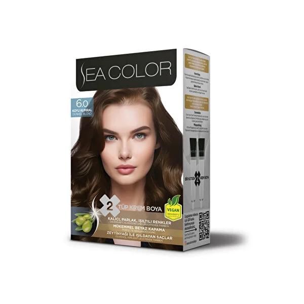 Sea Color Hair Color Kit - Dark Chestnut (Koyu Kumral) Permanent Hair Dye for Long-Lasting Vibrant Color Sea Color Dark Chestnut Hair Color Kit - Long-Lasting hair color kit, permanent hair dye, dark chestnut hair color, Sea Color hair dye, long-lasting hair color, grey hair coverage, vibrant hair color, hair coloring solution, cosmetic item, beauty product