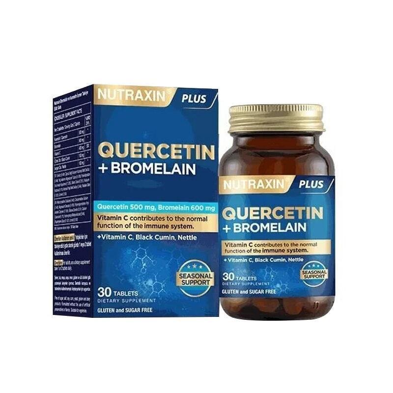 Nutraxin Quercetin Bromelain Supplement - 30 Tablets - Natural Anti-Inflammatory & Immune Boost Quercetin Bromelain Supplement - Natural Anti-Inflammatory Support Quercetin supplement, Bromelain tablets, Vitamin C dietary supplement, Natural anti-inflammatory support, Immune system enhancer, Dietary Supplement, Health supplements, Anti-inflammatory, Immune support, Natural health, Wellness products, Nutritional support, Antioxidant supplement, Digestive health support