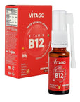 Vitago Vitamin B12 Spray: Fast Absorbing Methylcobalamin B12 Supplement for Energy, Immune Support & Fatigue Reduction - Sublingual, Sugar & Gluten-Free Vitago B12 Spray: Energy & Immune Support - Methylcobalamin Vitamin B12 Spray, Methylcobalamin B12, Sublingual B12, Vitamin B12 supplement, B12 for energy, B12 and B6 vitamins, B12 for fatigue, Fast absorbing B12, Vitamin B12, Methylcobalamin, Sublingual, Energy, Immune Support, Fatigue Reduction, Sugar-free, Gluten-free, Coloring-free, liquid supplement, B