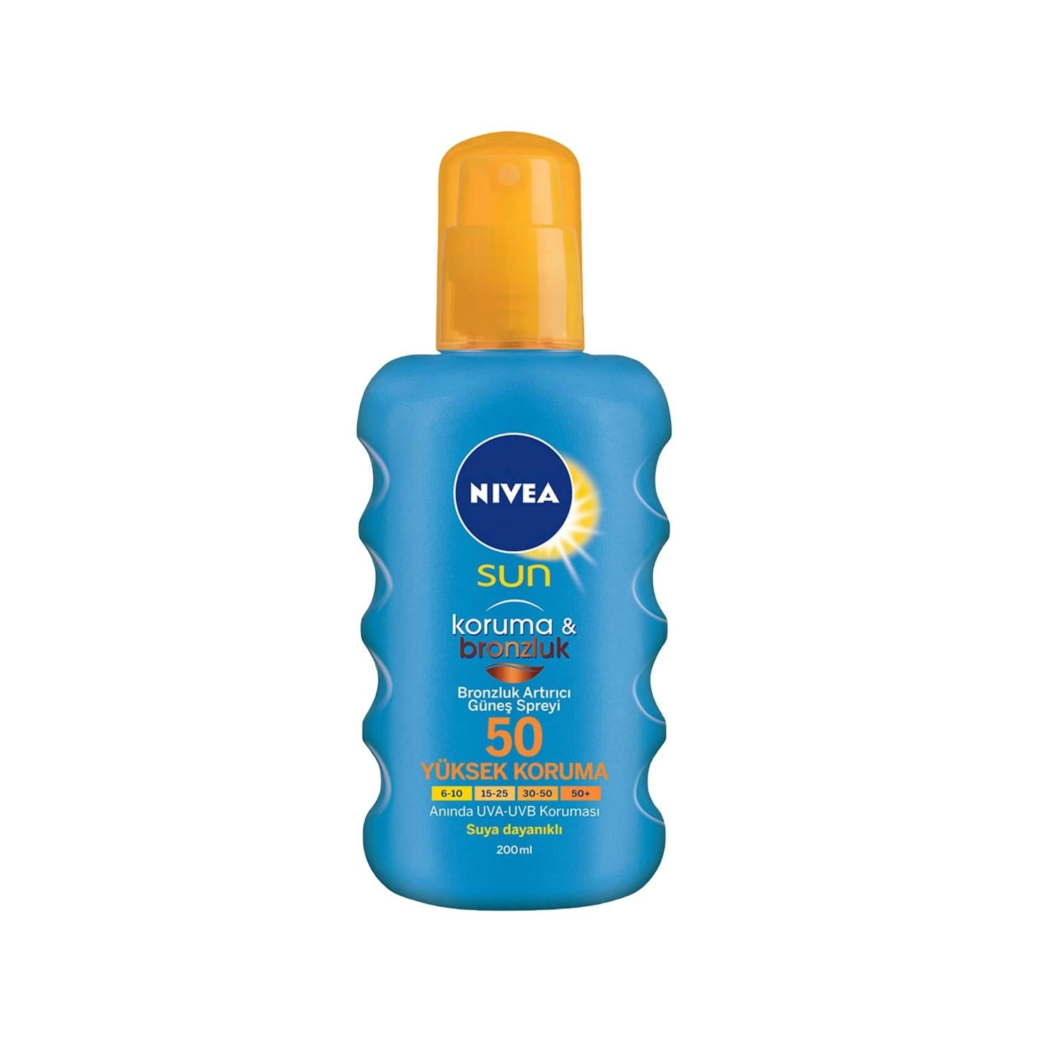 Nivea Sun Bronzluk Artırıcı Güneş Spreyi Spf 50 200 ml - Sun Protection Spray with Bronzing Effect Nivea Sun SPF 50 Bronzing Sunscreen Spray - Sun Protection Nivea Sun, Sunscreen Spray, SPF 50, Bronzing Sunscreen, Sun Protection Spray, Sun Care, Skincare, Outdoor Essentials, Beach Essentials, Sun Protection, Tanning, Nivea, Cosmetics, Beauty, Sun Spray
