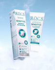 ROCS Sensitive Repair & Whitening Toothpaste for Sensitive Teeth, 2.54 fl oz - Gentle, Non-Abrasive, Fluoride-Free ROCS Sensitive Repair & Whitening Toothpaste - Gentle & Effective Sensitive teeth toothpaste, Whitening toothpaste, Toothpaste without fluoride, Natural oral care products, Adult toothpaste for sensitivity, Gentle toothpaste, Non-abrasive toothpaste, Calcium Hydroxyapatite toothpaste, Oral care for sensitive teeth, Tooth sensitivity relief, Whitening oral care, Fluoride-free toothpaste, SLS-fre