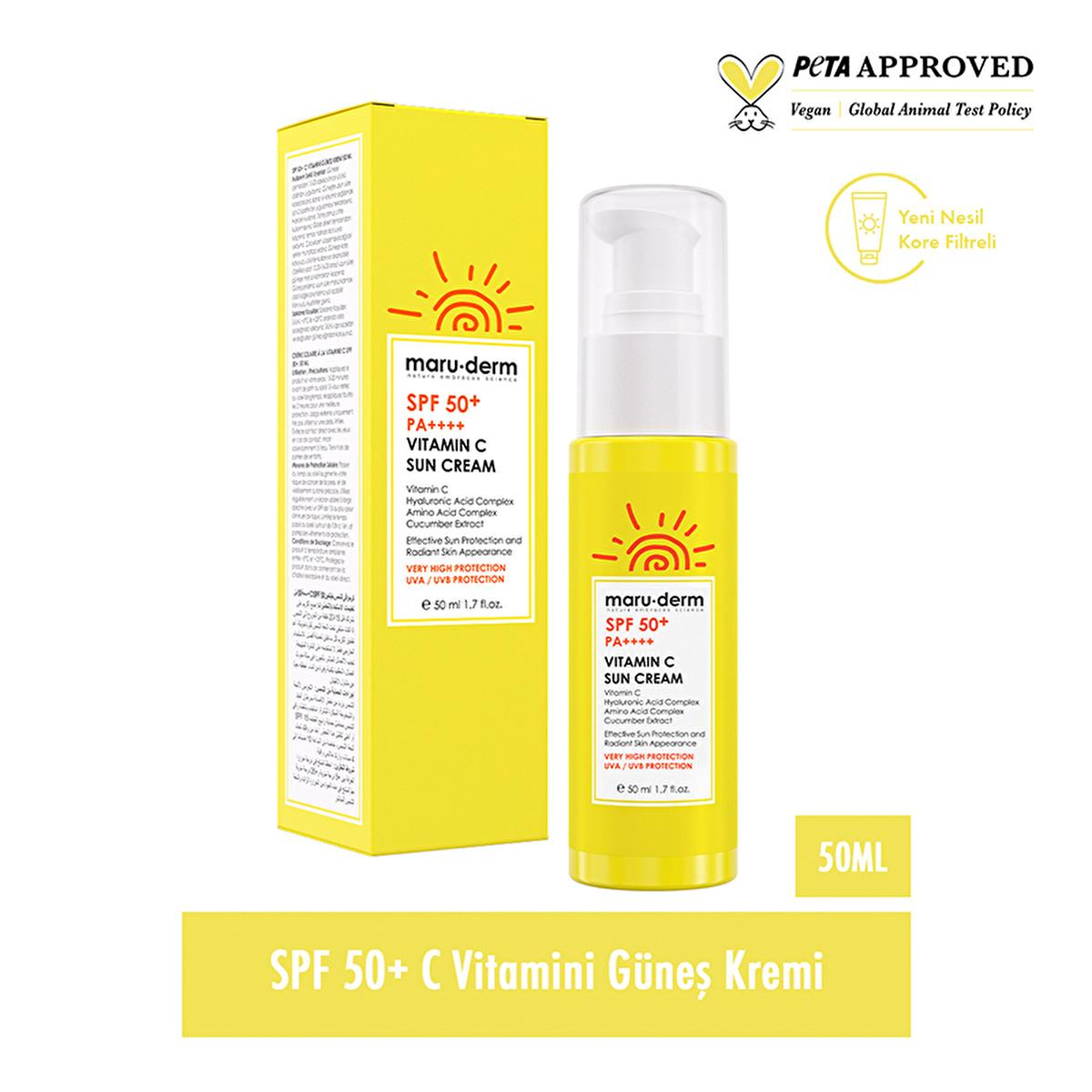 Maruderm C Vitamin SPF 50+ Sunscreen Cream for Sensitive Skin - 1.69 fl oz Maruderm SPF 50+ Sunscreen Cream - Protect & Moisturize SPF 50+ sunscreen, C Vitamin sunscreen, Hyaluronic Acid sunscreen, UVA/UVB protection, Sensitive skin sunscreen, Daily sun protection, Antioxidant sunscreen, Moisturizing sunscreen, Non-greasy sunscreen, Korean skincare, Sun care products, Skin protection, Dermatologically tested, Cosmetic skincare