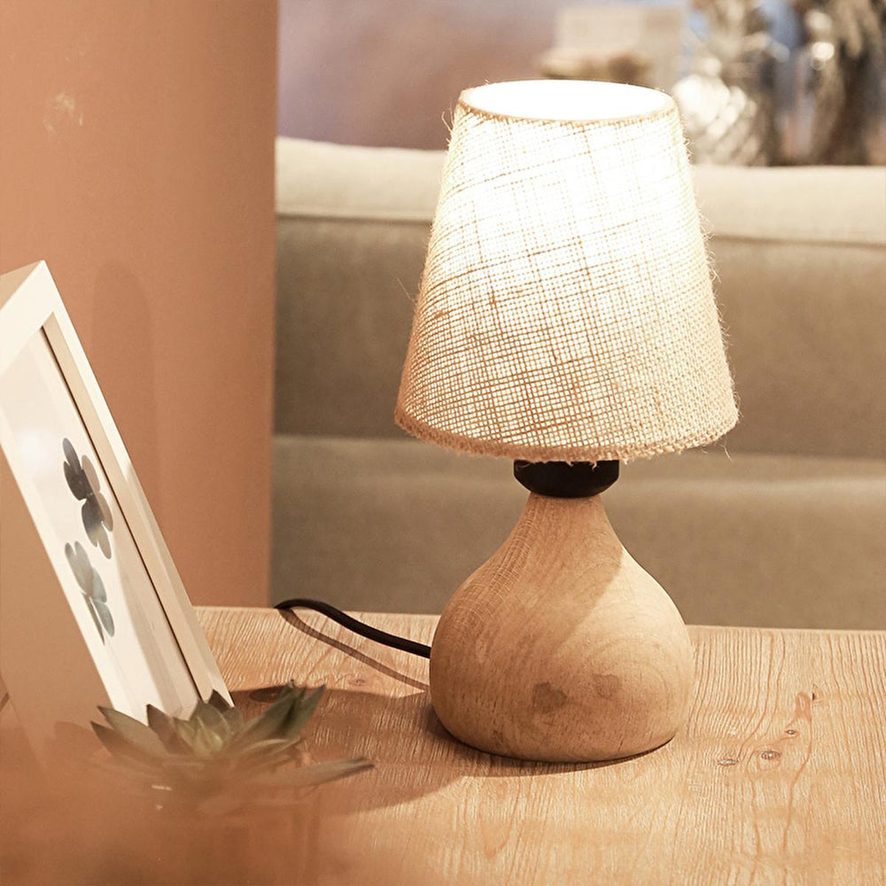 Homing Vowen Natural Wood Table Lamp Shade with Fabric - Eco-Friendly Rustic Home Decor - view 4