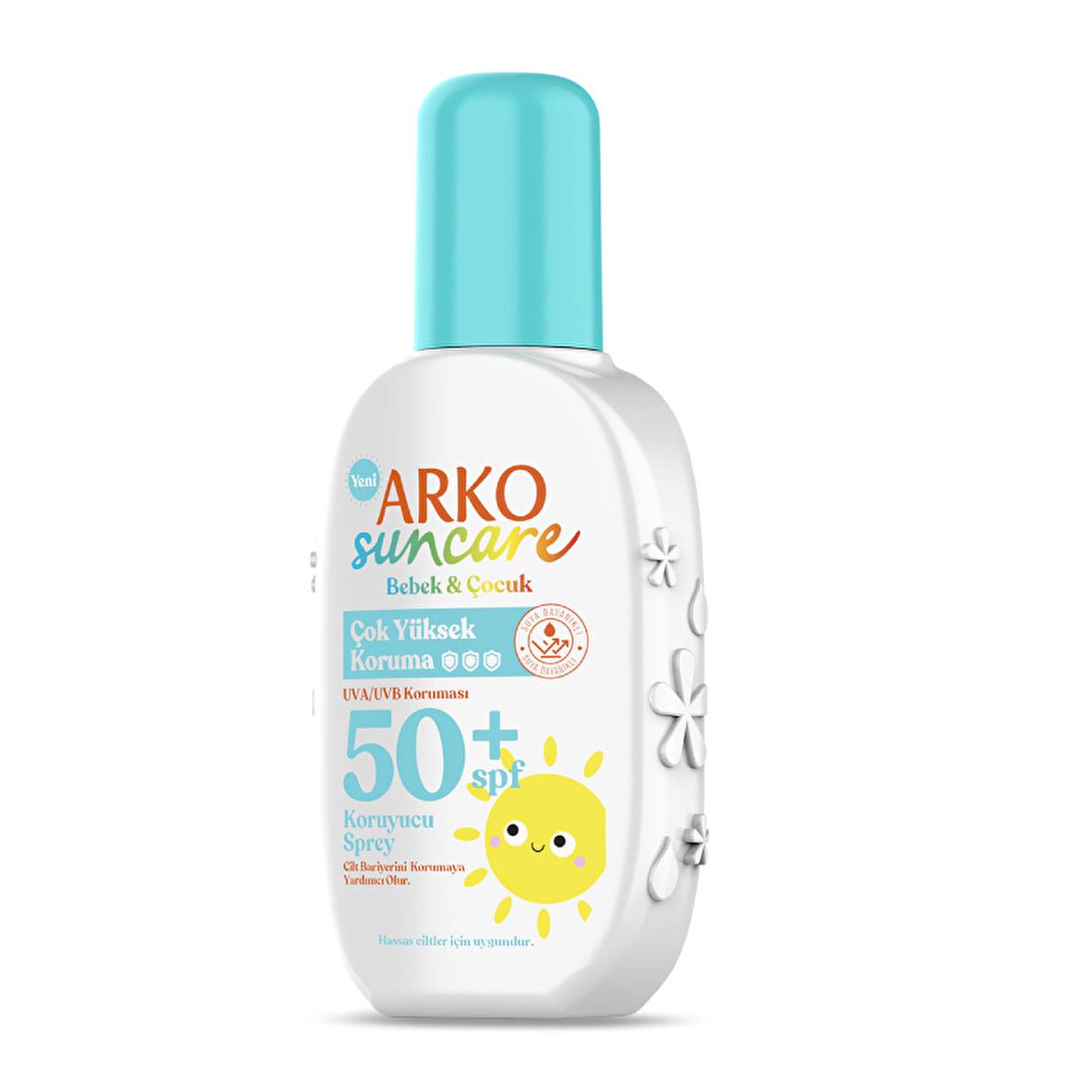 Arko Sun Care SPF 50+ Kids Sunscreen Spray: Ultimate UVA/UVB Protection, Water Resistant, Ocean-Friendly for Sensitive Skin - 6.76 fl oz Arko SPF 50+ Kids Sunscreen: UVA/UVB Protect & Ocean-Friendly sunscreen for kids, SPF 50+ sunscreen, sensitive skin sunscreen, UVA UVB protection sunscreen, water resistant sunscreen, children's sun protection spray, ocean friendly sunscreen, dermatologically tested sunscreen, sunscreen without octinoxate, sunscreen for babies and children, kids sunscreen, baby sunscreen,