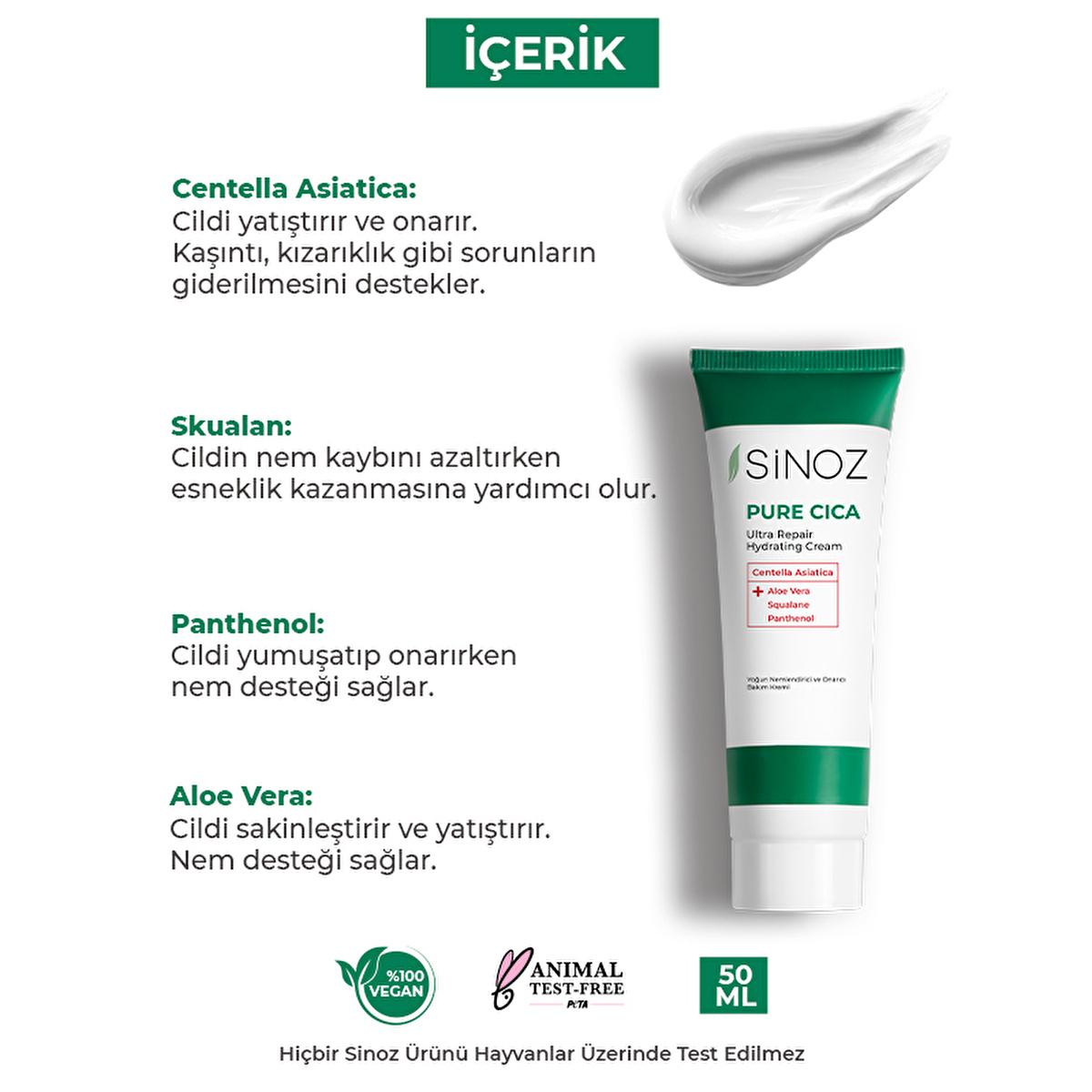 Sinoz Pure Cica Cream: Intensive Hydration & Repair - Soothing Centella Asiatica, Squalane & Aloe Vera - Sensitive Skin Moisturizer, Post-Procedure Care Sinoz Cica Cream: Soothe & Repair Skin - Sensitive Skin Moisturizer Cica cream, Centella Asiatica cream, Soothing moisturizer, Repairing skin cream, Sensitive skin moisturizer, Post tattoo care cream, Post shave balm, Post laser treatment cream, Squalane moisturizer, Aloe vera face cream, facial moisturizer, dry skin, irritated skin, redness relief, skin b