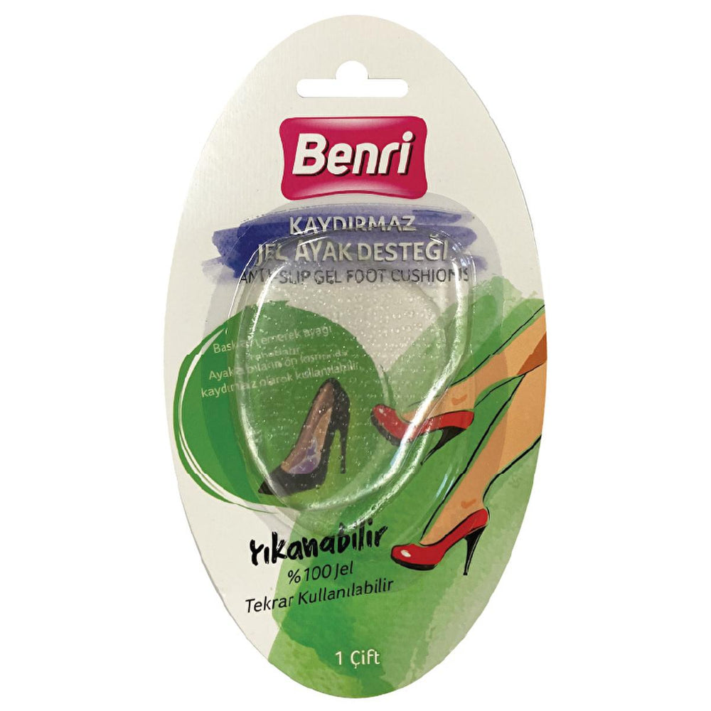 Benri Gel Foot Cushion Pads - Non-Slip Comfort for High Heels & Sandals - Foot Cream