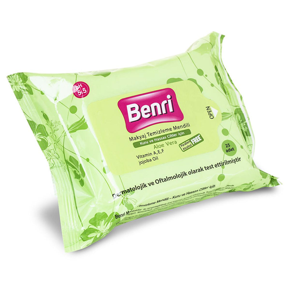 Benri Makeup Remover Wipes for Dry & Sensitive Skin - Gentle Facial Cleansing Cloths with Aloe Vera & Vitamin E, 25 Count Benri Makeup Remover Wipes - Gentle Cleansing for Dry, Sensitive Skin Makeup remover wipes, Dry skin makeup remover, Sensitive skin makeup wipes, Gentle makeup remover, Aloe vera makeup wipes, Vitamin E makeup remover, Hydrating makeup wipes, Makeup wipes for sensitive skin, Facial cleansing wipes, Makeup removal cloths, makeup wipes, dry skin, sensitive skin, gentle, aloe vera, vitamin