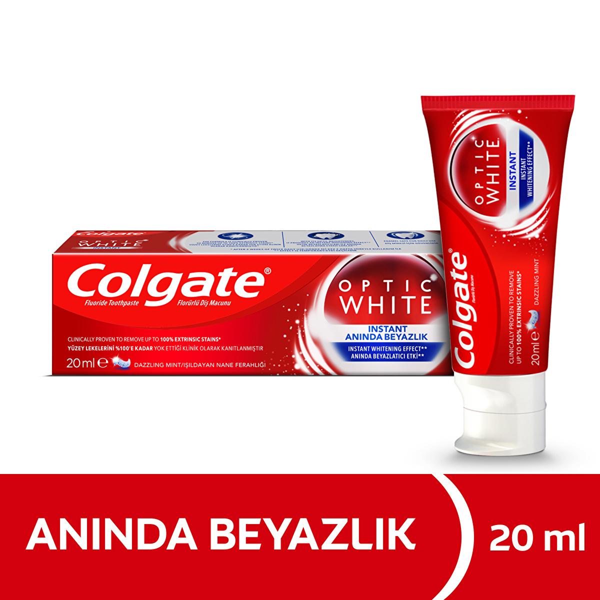 Colgate Optic White Whitening Toothpaste - Instant Whitening Effect, Enamel Safe, 0.68 fl oz Colgate Optic White Whitening Toothpaste - Instant Whitening whitening toothpaste, Colgate Optic White, instant whitening, enamel safe, surface stain removal, oral care, teeth whitening, mint flavor, compact size, travel size, cosmetic, oral hygiene, smile enhancement