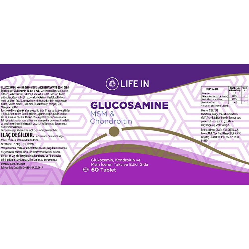 Life In Glucosamine Chondroitin & MSM Supplement 60 Tablets