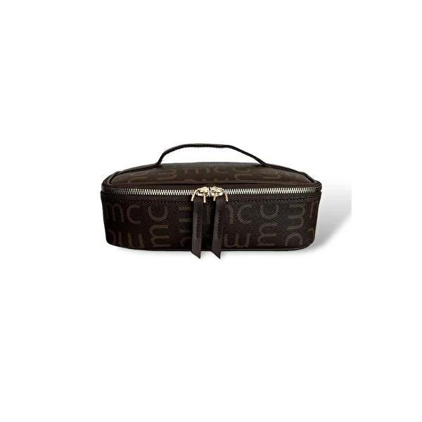 Marie Claire Regina Brown Makeup Bag - Stylish Cosmetic Organizer for Women, Travel-Friendly, Faux Leather, Compartmentalized Design - 9.84" x 3.54" x 5.91" Marie Claire Makeup Bag - Travel Cosmetic Organizer makeup bag, cosmetic bag, travel makeup organizer, brown makeup bag, compartmentalized makeup bag, faux leather makeup bag, Marie Claire makeup bag, women's makeup bag, large makeup bag, makeup organizer, cosmetic organizer, travel bag, women's fashion, beauty accessories, gift for her, organization, n