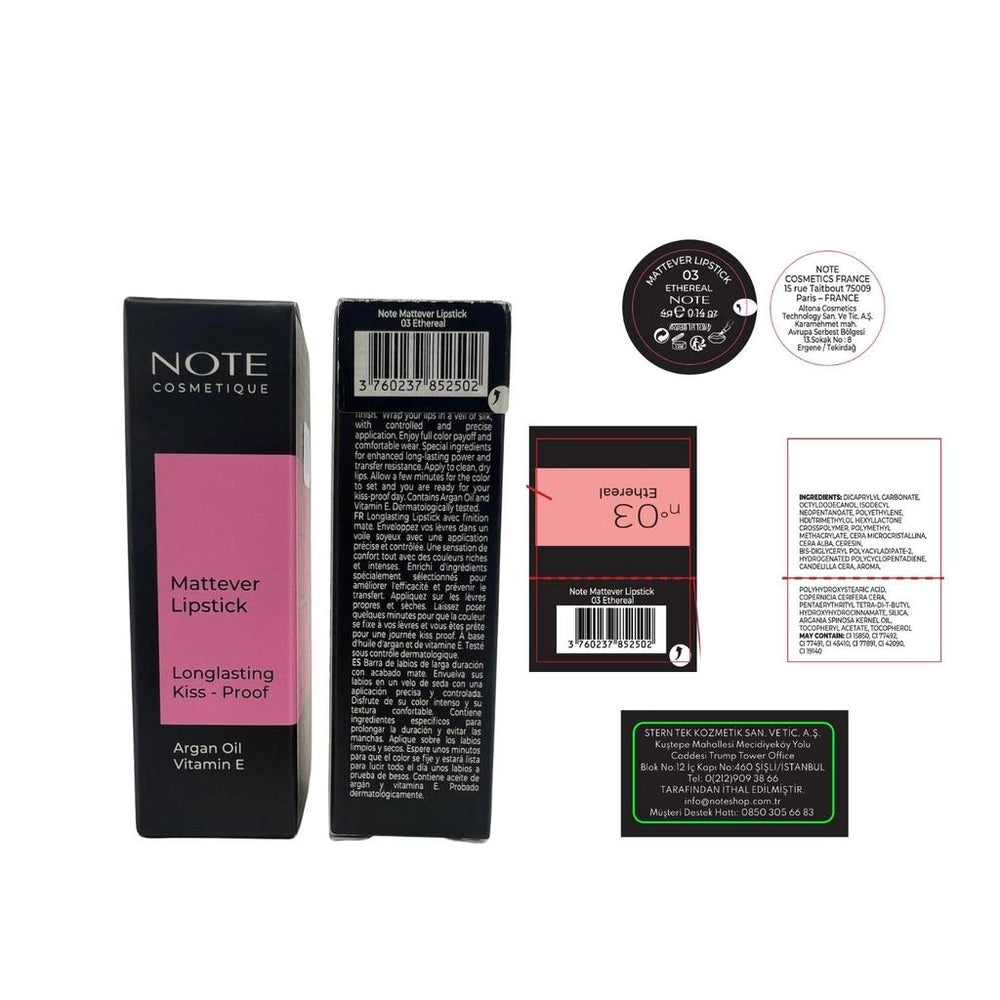Note Mattever Lipstick 03 Long-Wearing Matte Finish