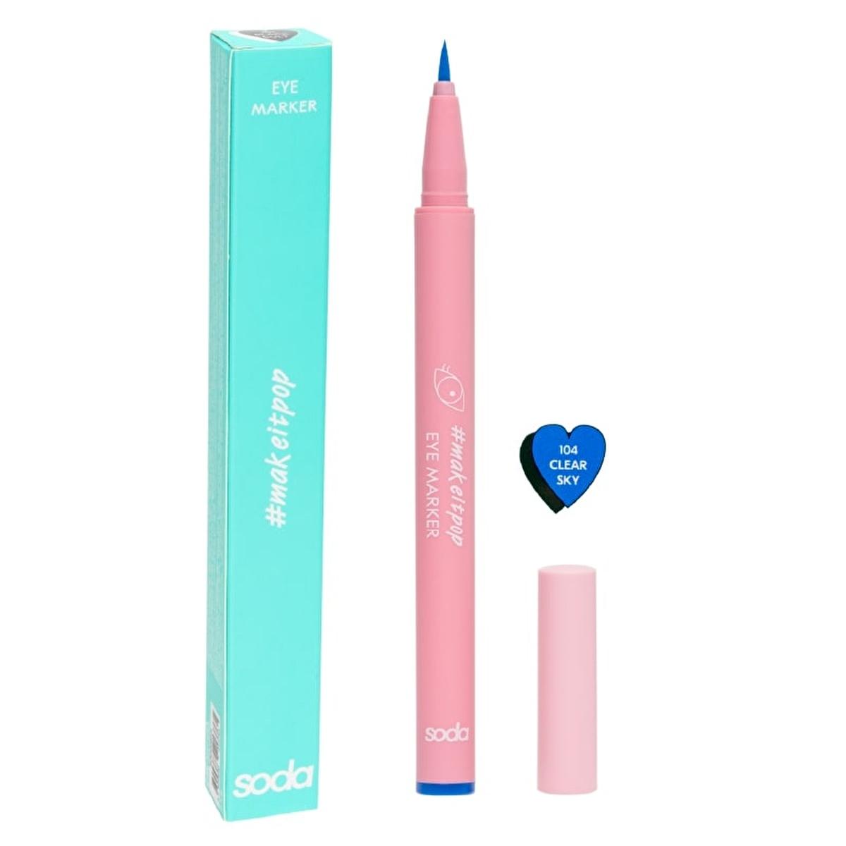 Soda Eye Marker Eyeliner 104 Clear Sky - Precise, Long-Lasting, Waterproof Eyeliner for Vibrant Eye Look Soda Eye Marker Eyeliner - Precise & Long-Lasting Soda Eye Marker Eyeliner, Long-lasting eyeliner, Waterproof eyeliner, Precise eyeliner, Vibrant eyeliner colors, Eyeliner, Makeup, Eye Makeup, Cosmetics, Beauty Products, Long-lasting makeup, Water-resistant formula, Fine application tip, Highly pigmented colors, Variety of colors, Daily makeup, Special occasion makeup, Busy lifestyles, Beauty essentials