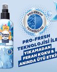 Yumoş Fabric Refreshing Spray Lilyum Scent - 6.76 fl oz, Anti-Wrinkle, Quick Refreshing for Clothes Yumoş Fabric Refreshing Spray - Quick & Anti-Wrinkle Fabric refreshing spray, Clothing care product, Anti-wrinkle spray, Freshening spray for clothes, Lilyum scented fabric refresher, Quick clothing refresh, Wrinkle reduction spray, Dermatologically tested fabric spray, Convenient laundry solution, Travel essentials, Gym clothes refresh, Busy lifestyle clothing care