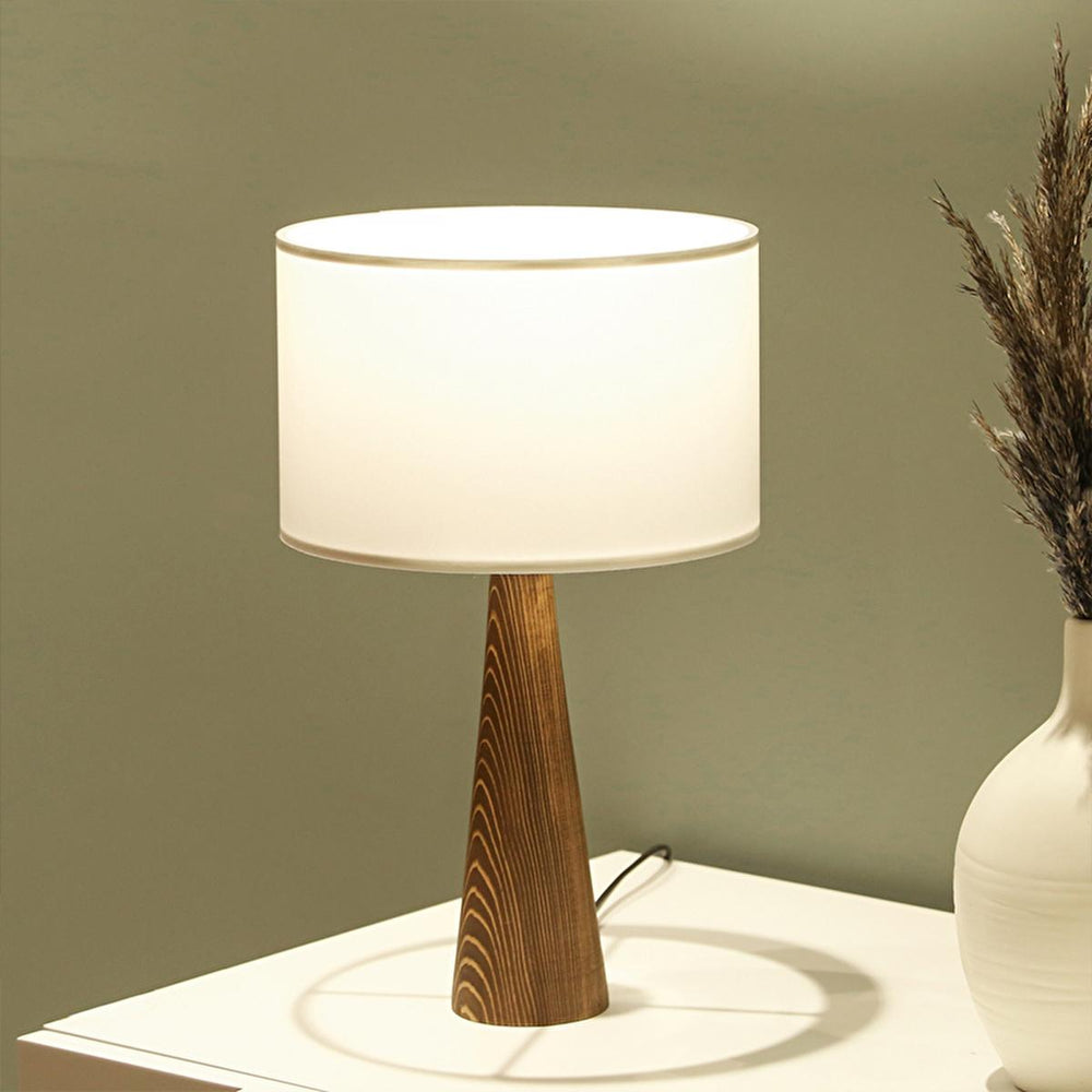 Homing Lucca Fabric Table Lamp Shade - Wooden Body, Soft Lighting, E27 Socket