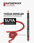 Flormar Waterproof Mat Lip Liner - Rosebush, Long Lasting & High Pigment Density - Lip Liner