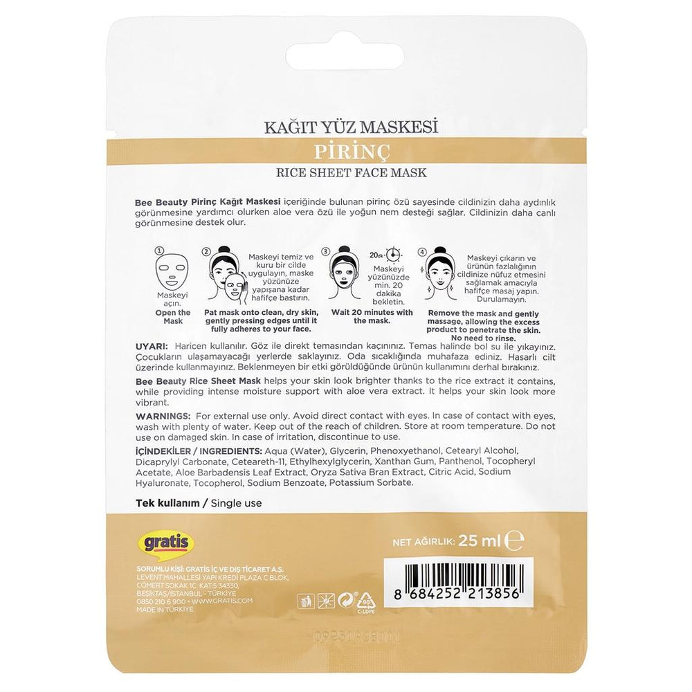 Bee Beauty Rice Face Mask for Brightening & Glow 25 ml