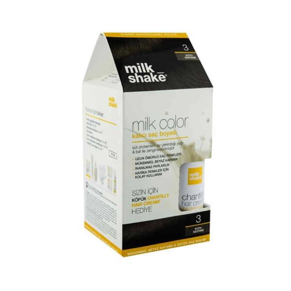 Milk Shake Hair Dye and Conditioning Set - 3 Koyu Kestane, Natural Ingredients, Conditioning & Protection - Hair Dye
