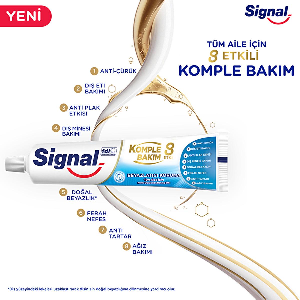 Signal Komple Bakım 8 Etki Diş Macunu Beyazlatıcı Koruma - Family Toothpaste with 8 Oral Care Benefits Signal Komple Bakım 8 Etki Diş Macunu - Family Toothpaste Signal Komple Bakım 8 Etki Diş Macunu, Family toothpaste, Whitening toothpaste, Triclosan-free toothpaste, Oral care with Zinc Citrate, Comprehensive oral care, Family oral hygiene, Healthy gums, Tartar prevention, Clinically proven toothpaste, Oral care for all ages