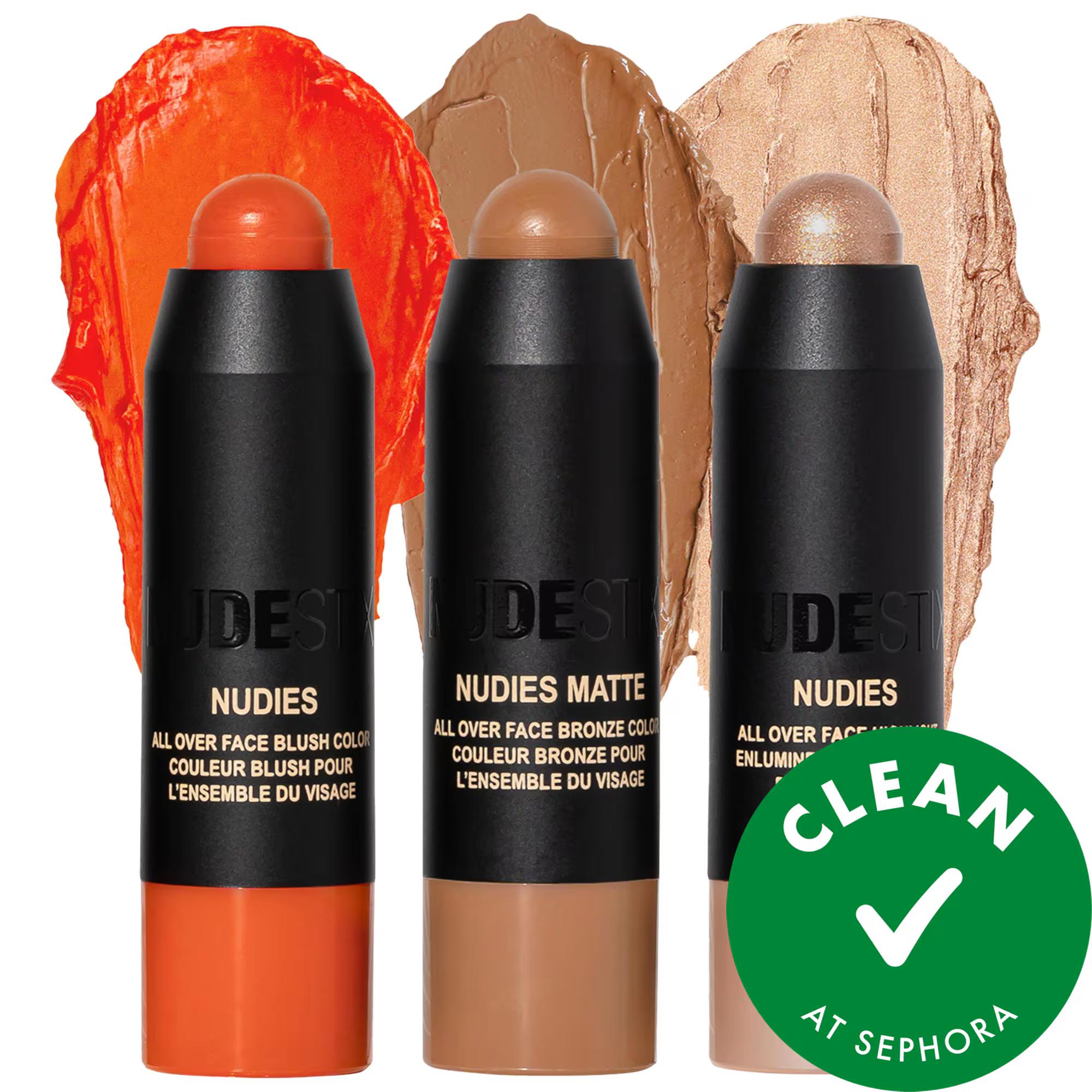 Nudestix Mini Beachy Nudes 3pc Makeup Kit: Bronze, Blush & Highlight - Travel-Friendly, Vegan, Cruelty-Free Clean Beauty Nudestix Mini Beach Makeup Kit: Bronze, Blush & Highlight makeup kit, beach makeup, bronzer blush highlighter set, mini makeup, travel size makeup, vegan makeup, cruelty-free makeup, clean beauty products, nude makeup kit, Allana Davison makeup, blush, bronzer, highlighter, travel makeup, mini size makeup, vegan beauty, cruelty free beauty, clean beauty, nude makeup, beachy makeup, travel