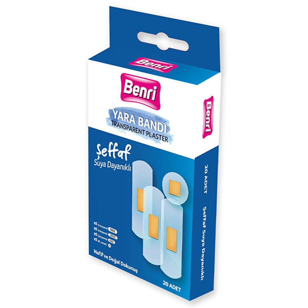 Benri Transparent Adhesive Bandages - Latex-Free, Water-Resistant Wound Care for Minor Cuts & Scrapes - - Hygiene Products
