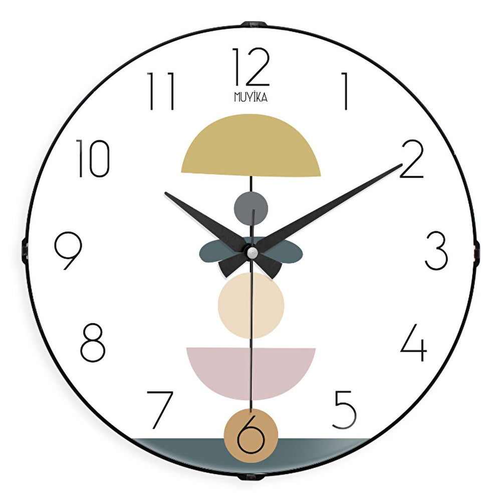 Muyika 36 cm Silent Wall Clock with Real Glass Front and Modern Design