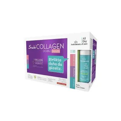 Suda Collagen Double Beauty Watermelon Flavored Collagen Drink & Moisturizing Face Cream Set - Anti-Aging Skincare, Hydrating Skincare, Natural Skincare Products Suda Collagen Double Beauty - Anti-Aging Skincare Set Collagen Supplement, Moisturizing Face Cream, Anti-Aging Skincare, Hydrating Skincare, Natural Skincare Products, Skincare Set, Beauty Products, Collagen Drink, Watermelon Flavored, Shea Butter, Hyaluronic Acid, Vitamin C, Biotin, Zinc, Probiotic Microorganisms, Dermatologically Tested, Skincare